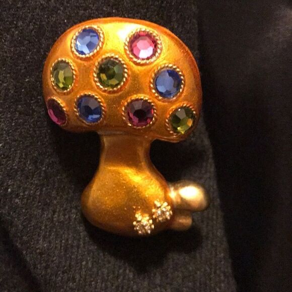 Enamel Mushroom Ladybug Brooch Vintage 1990s - Picture 17 of 17